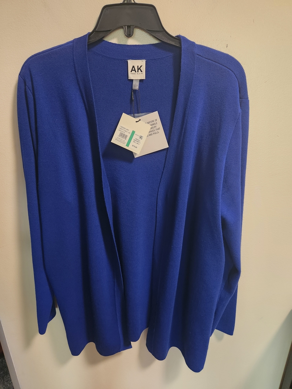 Anne Klein Cobalt Blue Open-Front Cardigan